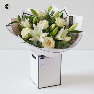 Eternal Elegance Luxury White Rose and Lily Bouquet